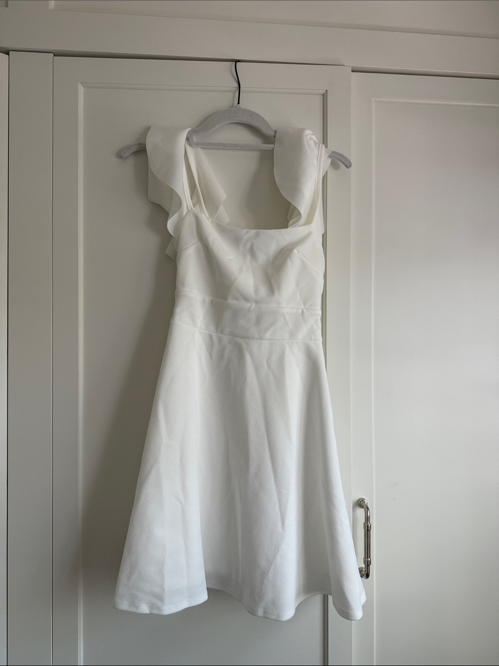 Altar’d State White Ruffle-Sleeve Fit & Flare Dress